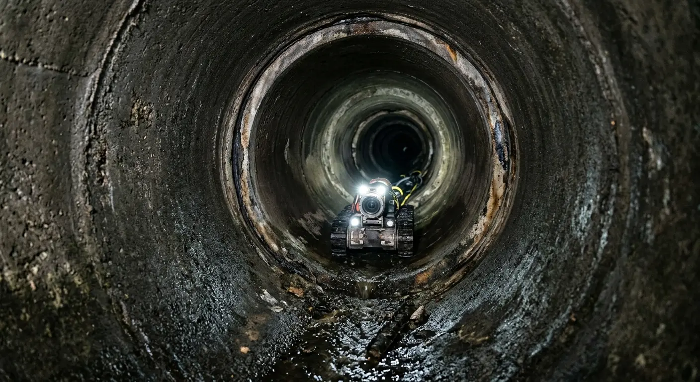 Robotic sewer camera inspecting pipe interior for Sewer Line Repair in Laconia